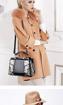 Patent Quality Embroidery Top Handle Satchel Bag
