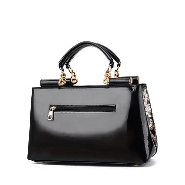 Patent Quality Embroidery Top Handle Satchel Bag