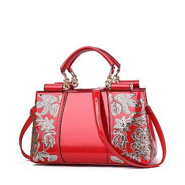 Patent Quality Embroidery Top Handle Satchel Bag WHOLESALE