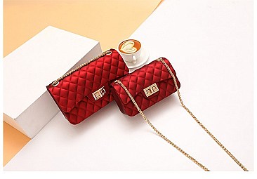 Stylish Quilted Matte Jelly Shoulder Bag Set