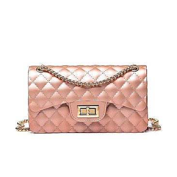 Stylish Quilted Matte Jelly Shoulder Bag Set