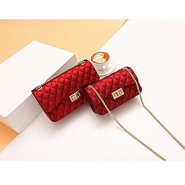 Stylish Quilted Matte Jelly Shoulder Bag Set