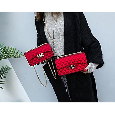 Stylish Quilted Matte Jelly Shoulder Bag Set
