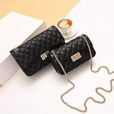 Stylish Quilted Matte Jelly Shoulder Bag Set