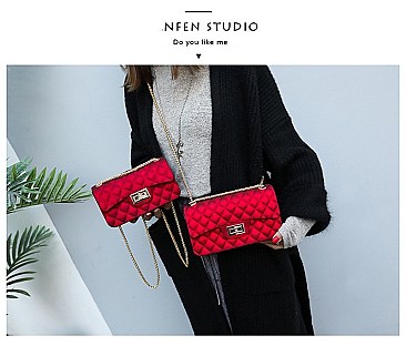 Stylish Quilted Matte Jelly Shoulder Bag Set