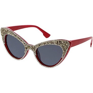 Pack of 12 Assorted Color CAT EYE Rhinestone Sunglasses