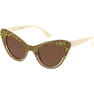 Pack of 12 Assorted Color CAT EYE Rhinestone Sunglasses