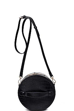 LUXURIOUS CROC VEGAN LEATHER ROUND CROSSBODY BAG JY16887-UE