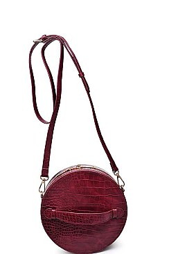 LUXURIOUS CROC VEGAN LEATHER ROUND CROSSBODY BAG JY16887-UE