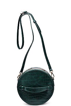 LUXURIOUS CROC VEGAN LEATHER ROUND CROSSBODY BAG JY16887-UE