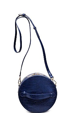 LUXURIOUS CROC VEGAN LEATHER ROUND CROSSBODY BAG JY16887-UE