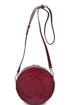 LUXURIOUS CROC VEGAN LEATHER ROUND CROSSBODY BAG JY16887-UE