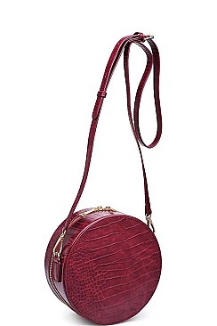 LUXURIOUS CROC VEGAN LEATHER ROUND CROSSBODY BAG JY16887-UE