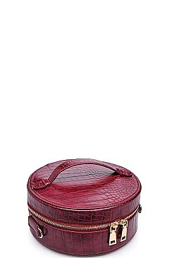 LUXURIOUS CROC VEGAN LEATHER ROUND CROSSBODY BAG JY16887-UE
