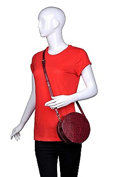 LUXURIOUS CROC VEGAN LEATHER ROUND CROSSBODY BAG JY16887-UE