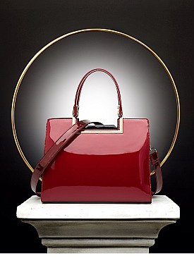 High Quality Metal Accent Patent Satchel