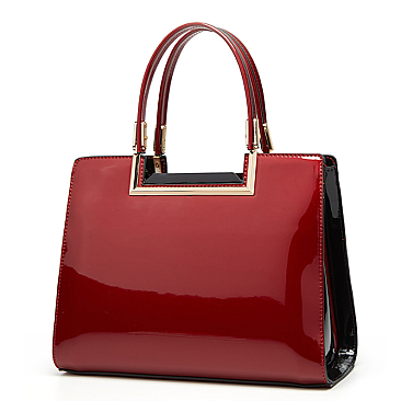 High Quality Metal Accent Patent Satchel