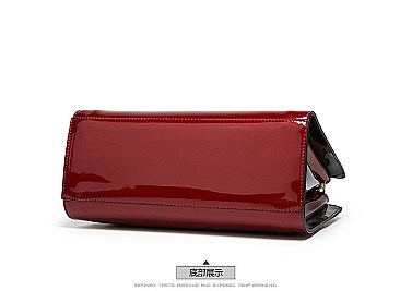 High Quality Metal Accent Patent Satchel