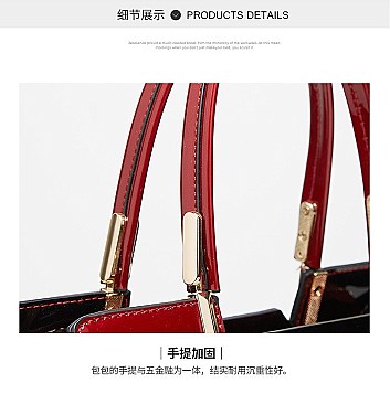 High Quality Metal Accent Patent Satchel