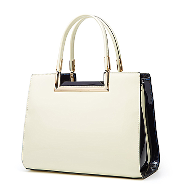 High Quality Metal Accent Patent Satchel