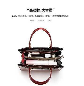 High Quality Metal Accent Patent Satchel