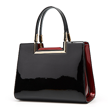 High Quality Metal Accent Patent Satchel