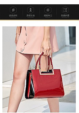 High Quality Metal Accent Patent Satchel