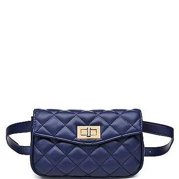 CHIC QUILT SMOOTH VEGAN LEATHER LUXURY ROXY BELT BAG JY16975-UE