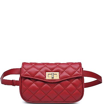 CHIC QUILT SMOOTH VEGAN LEATHER LUXURY ROXY BELT BAG JY16975-UE