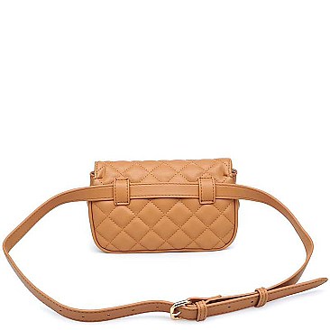 CHIC QUILT SMOOTH VEGAN LEATHER LUXURY ROXY BELT BAG JY16975-UE