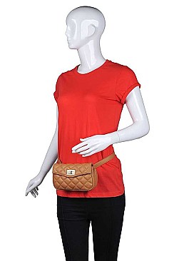 CHIC QUILT SMOOTH VEGAN LEATHER LUXURY ROXY BELT BAG JY16975-UE