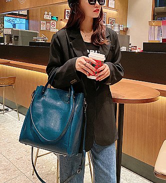 Genuine Leather Tote Shoulder Handbag