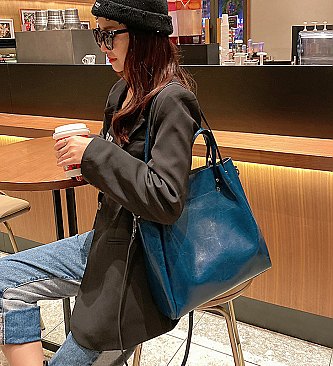 Genuine Leather Tote Shoulder Handbag