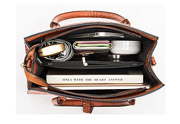 3 IN 1 Crocodile Pattern Satchel Clutch Set & Wallet