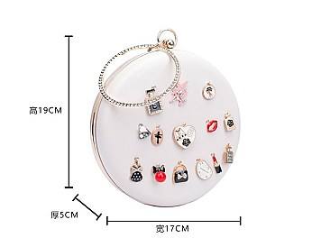 Charming 3D Accented Ring Handle Round Frame Satchel-Clutch