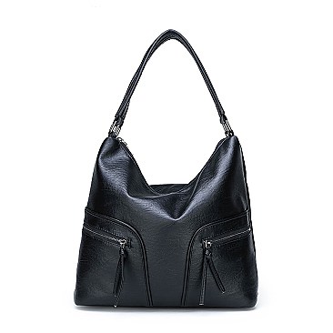 Stylish Smooth Leather Dual Side Pockets Hobo