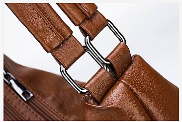 Stylish Smooth Leather Dual Side Pockets Hobo