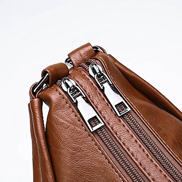 Stylish Smooth Leather Dual Side Pockets Hobo