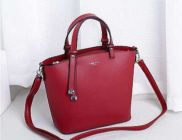 Stylish 2 In 1 Smooth Leather Satchel Clutch Set