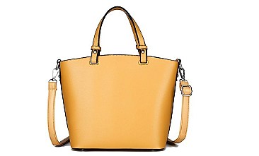 Stylish 2 In 1 Smooth Leather Satchel Clutch Set