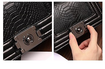 Trendy Snake Print Chain Strap Shoulder Bag