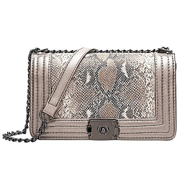 Trendy Snake Print Chain Strap Shoulder Bag
