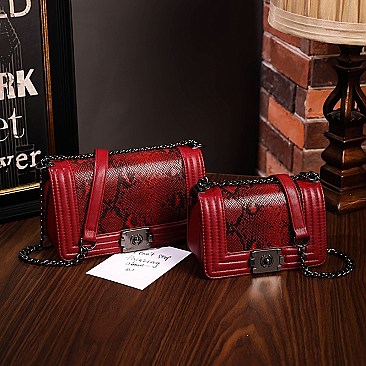 Trendy Snake Print Chain Strap Shoulder Bag