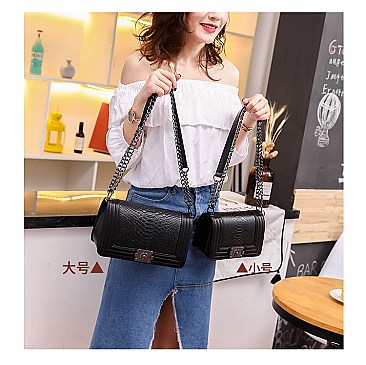 Trendy Snake Print Chain Strap Shoulder Bag
