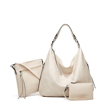 3-in-1 Hobo Shoulder Bag & Cross-Body With Wallet Set