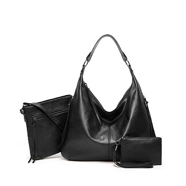 3-in-1 Hobo Shoulder Bag & Cross-Body With Wallet Set