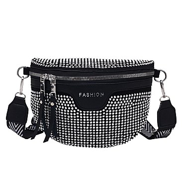 RHINESTONE ZIRCONIA CROSS-BODY & FANNY PACK