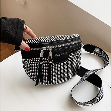 RHINESTONE ZIRCONIA CROSS-BODY & FANNY PACK