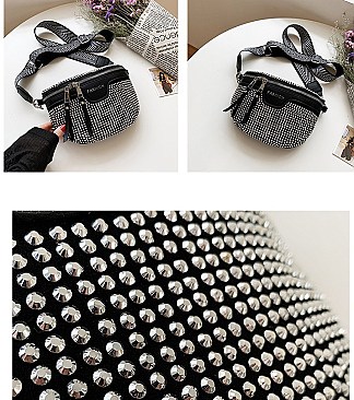 RHINESTONE ZIRCONIA CROSS-BODY & FANNY PACK