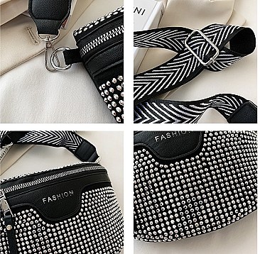 RHINESTONE ZIRCONIA CROSS-BODY & FANNY PACK